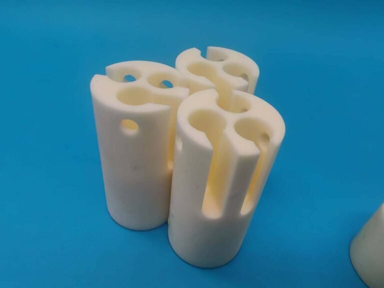 Ceramic parts with small drilled and slotted features machined into them