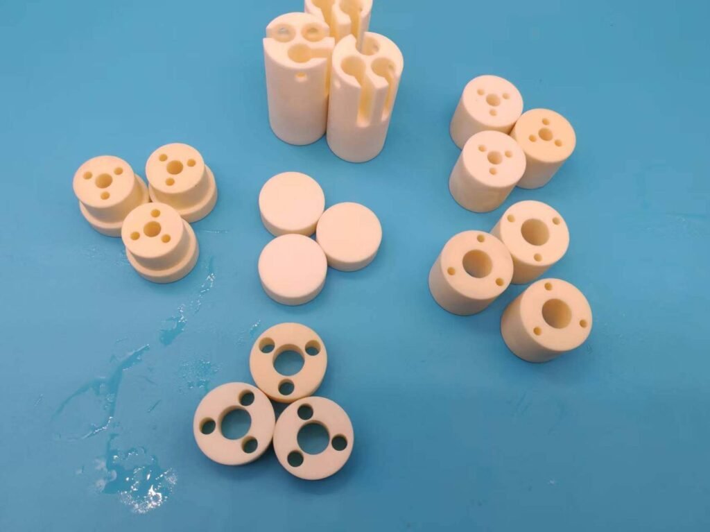 Machined ceramic discs and plates with bores