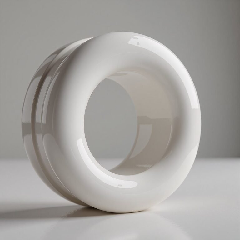 A single large white ceramic ring, machined and polished