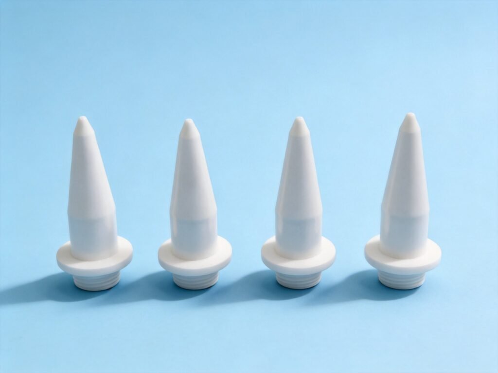 Ceramic nozzle variants with threaded flange mounts